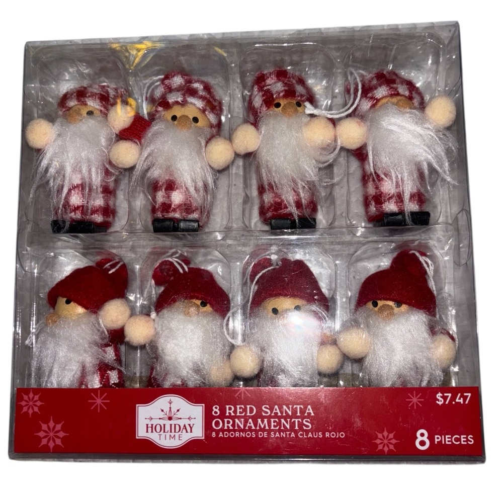 🎄8 pieces- ✨$7 when bundled✨Holiday Time Red Santa Ornaments Set 🎅